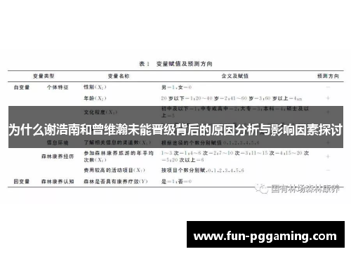 为什么谢浩南和曾维瀚未能晋级背后的原因分析与影响因素探讨