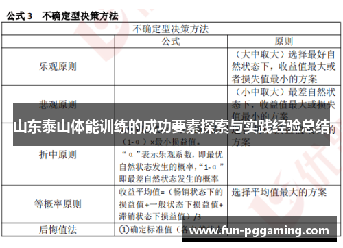 山东泰山体能训练的成功要素探索与实践经验总结