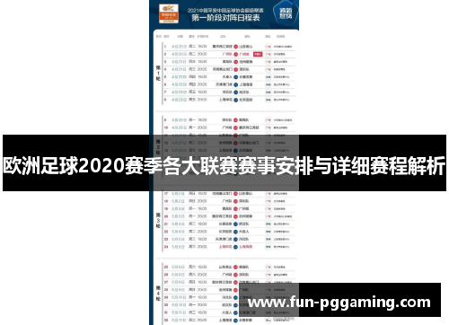 欧洲足球2020赛季各大联赛赛事安排与详细赛程解析